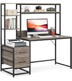 Amazon | N&S ワークデスク ラック付き 幅120cm ブラック スチール脚